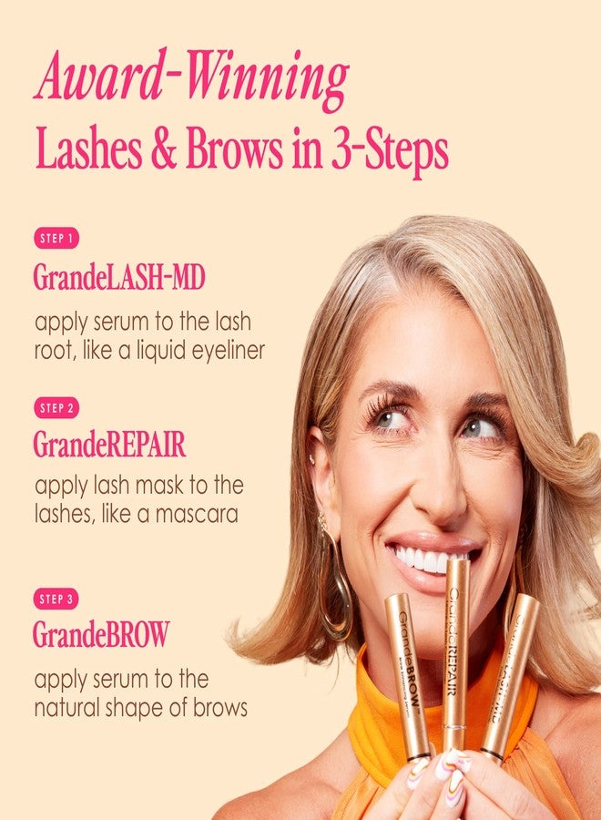 Grande Cosmetics Lash & Brow Lineup - GrandeLASH-MD, GrandeBROW, GrandeREPAIR, for Longer, Thicker-Looking Eyelashes & Fuller, Bolder-Looking Eyebrows, Strengthens, Softens, & Protects - Image 2